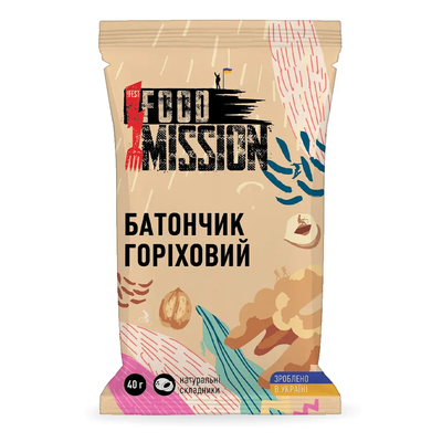 Батончик Food Mission Горіховий FM24